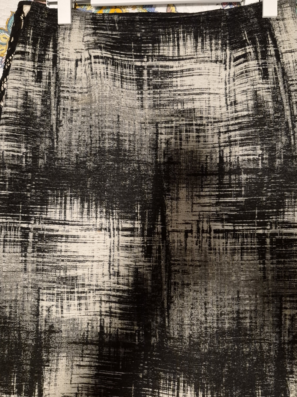 Worth Abstract Brushstroke A-Line Skirt - Black & Cream